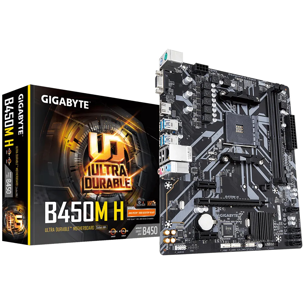 MB GIGABYTE B450M H RYZEN AM4 DDR4 64GB M-ATX B450M H 11M DE GARNTIA