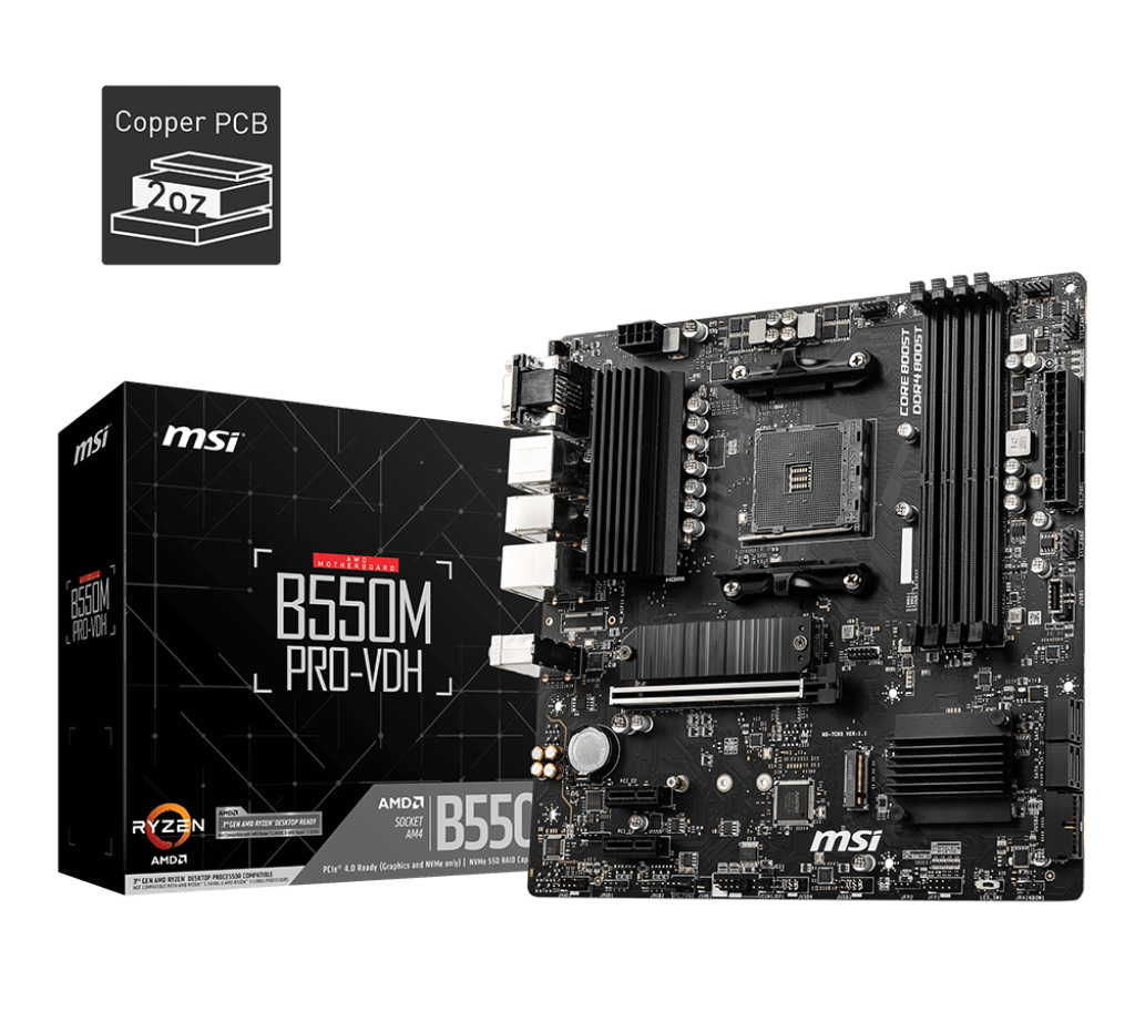 MOTHER AMD B550M PRO-VDH MSI AM4 4xDDR4 128GB M-ATX 1AÑO DE GARANTIA