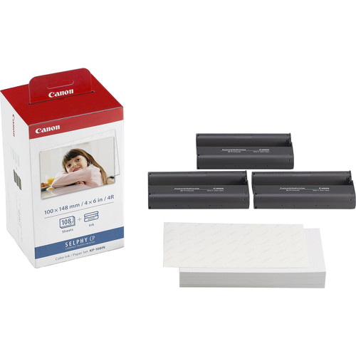 [013803098891] KIT CANON PAPEL Y TINTA COLOR KP-108IN COMPATIBLE CON SELPHY CP800 CP900 Y CP1200 3115B001AA 1M DE GARANTIA