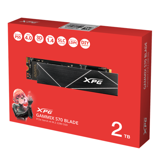 [4711085933072] SSD ADATA S70 BLADE 2TB NEGRO M2 PCIEX AGAMMIXS70B-2T-CS 11M DE GARANTIA