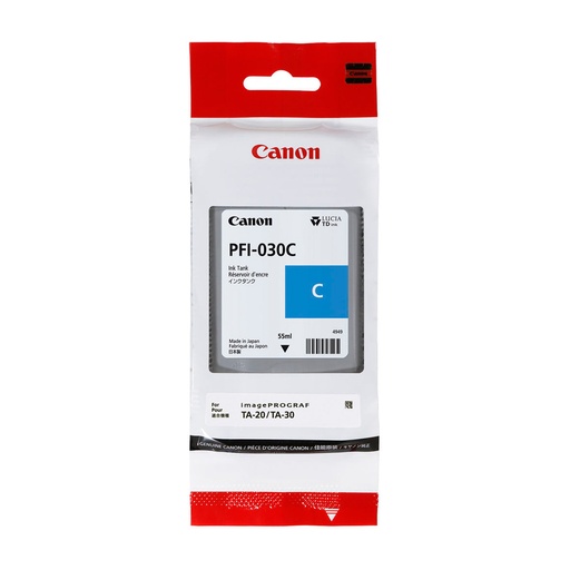 [013803313697] TINTA CANON PFI-030C CYAN 55ML PLOTTER TA20 TA30 3490C001AA SIN GARANTIA