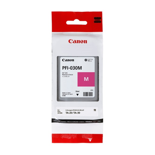 [013803313703] TINTA CANON PFI-030M MAGENTA PLOTTER COM/TA20/TA30 3491C001AA 55ML SIN GARANTIA 