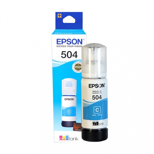 [010343938755] TINTA EPSON T504 CYAN COM/L6191/L6161/L4160/L4150/L1415 ECOTANK T504220-AL 70ML SIN GARANTIA