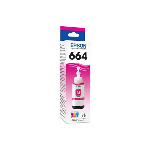 [010343885318] TINTA EPSON T664 MAGENTA 70ML L110 L1300 L220 L310 L365 L375 L380 L395 L455 L475 L565 L575 L850 L200 K495 T664320-AL SIN GARANTIA