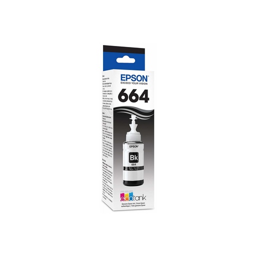 [010343885295] TINTA EPSON T664 NEGRA COM/L110/L1300/L220/ L310/L365/L375/L380/L395/L455/L475/L565/L575/L850/L200/K495 T664120-AL 70ML SIN GARANTIA 