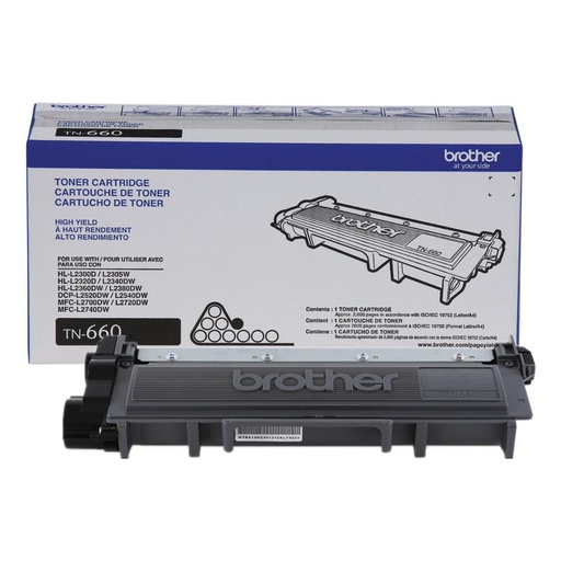 [012502638919] TONER BROTHER TN660 NEGRO 2600 PAGINAS PHLL2360DW DCPL2540DW MFCL270 GARANTIA CON FABRICANTE