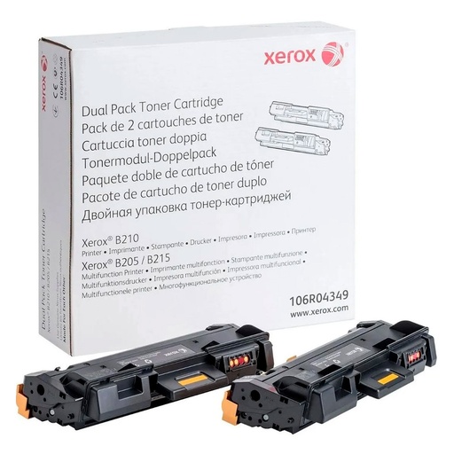 [095205891683] TONER XEROX 106R04349 NEGRO 2 TONER 6000 PAGS B205/B210/B215 GARANTIA CON EL FABRICANTE