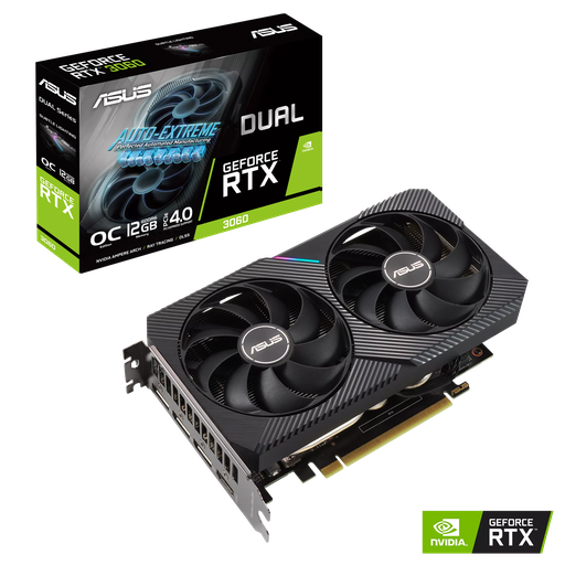 [195553309899] TARJETA DE VIDEO NVIDIA RTX3060 12GB OC GDDR6 ASUS DUAL 90YV0GB2-M0NA10 12M DE GARANTIA