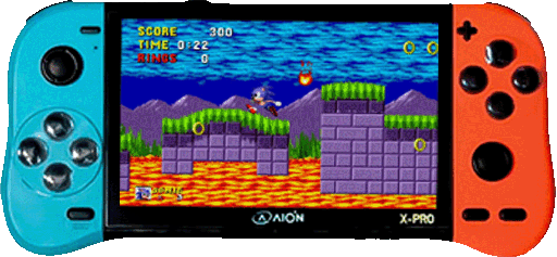 [0702735761941] CONSOLA PORTATIL GAME PLAYER AION X19 PRO NEON 7500 JUEGOS 3DF 8GB MICROSD C/PUERTO RCA 3M DE GARANTIA