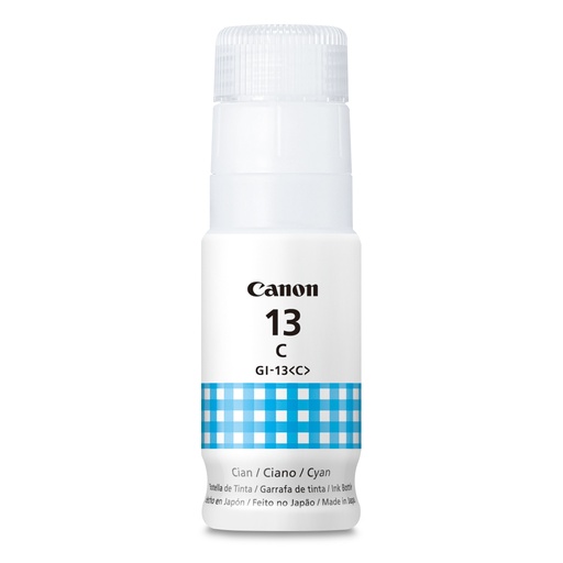 [013803336801] TINTA CANON GI-13C CYAN COM/G510/G610 PIXMA 4668C001AA 70ML SIN GARANTIA 