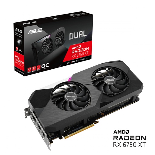 TVIDEO ASUS RX 6750XT DUAL RADEON OC 12GB DDR6 DUAL-RX6750XT-O12G 90YV0HK0-M0NA00 1AÑO DE GARANTIA