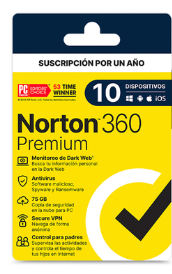 [037648692373] LICENCIA ANTIVIRUS NORTON 360 PREMIUM PERSONAL 10 DISPOSITIVOS 21414754 SIN GARANTIA