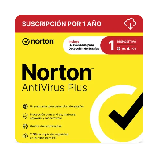 [037648692397] LICENCIA ANTIVIRUS NORTON ANTIVIRUS PLUS PERSONAL 1 DISPOSITIVOS TMNR-031 SIN GARANTIA