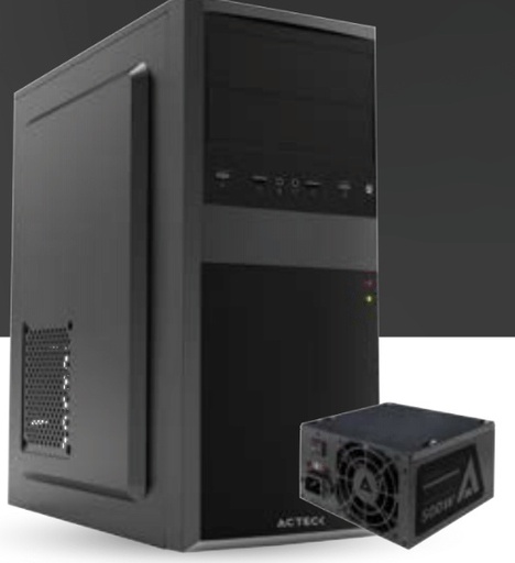[7506215935685] GABINETE ACTECK KIRUNA II NEGRO  MATX 500W ACERO AC-935685 3M DE GARANTIA(FUENTE)