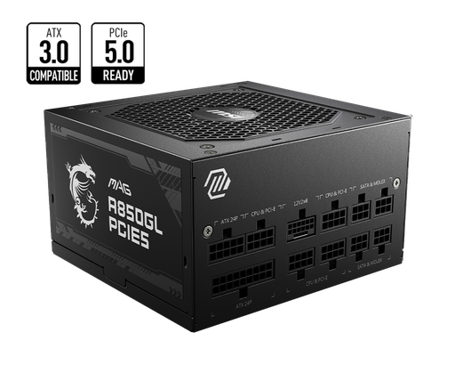 [824142319222] FUENTE MSI MPG A850GL 850W 80 PLUS GOLD PCIEX5.0 FULL MODULAR ATX MAG A850GL PCIE5 11M DE GARANTIA