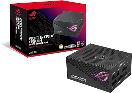 [195553722155] FUENTE ASUS ROG STRIX 850W 80PLUS GOLD AURA GAMING ARGB MODULAR ATX ROG-STRIX-850G-AURA-GAMING 90YE00P2-BVAA00 1 AÑO DE GARANTIA