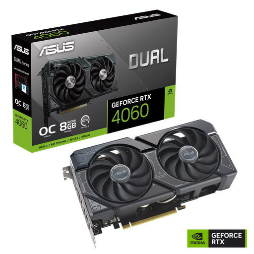TVIDEO ASUS DUAL RTX4060 OC 8GB DDR6 HDMI DP DUAL-RTX4060-O8G-EVO 90YV0JC7-MVAA00 1AÑO DE GARANTIA