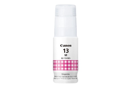 [013803337112] TINTA CANON GI-13M MAGENTA COM/G510/G610 PIXMA 4669C001 70ML SIN GARANTIA