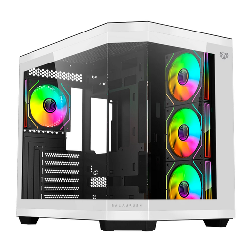 [7506215938693] GABINETE BALAM RUSH TANK 9600TB MAX BLANCO/NEGRO ATX RGB 4VENT USB3.0 C/TEMPLADO S/FUENTE BR-938693 03M DE GARANTIA