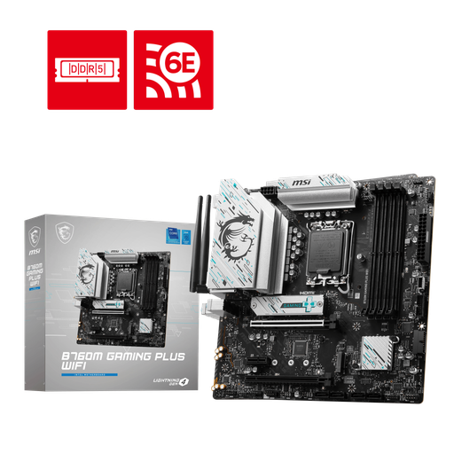 [824142343562] MOTHER INTEL B760M WIFI MSI GAMING PLUS LGA1700 4xDDR5 256GB M-ATX 12M DE GARANTIA