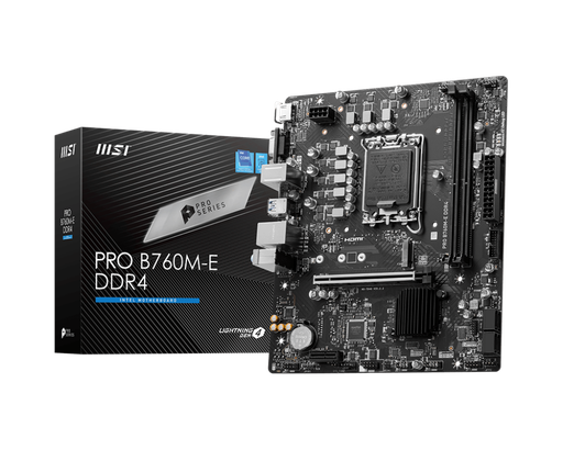 [824142306437] MB MSI PRO B760M-E INTEL 14VA DDR4 DDR4 64GB M-ATX HMDI PRO B760M-E DDR4 12M DE GARANTIA