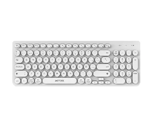[7506215934213] TECLADO ACTECK WIFI INSPIRE COMP TI695 BLANCO BLUETOOTH MULTIDISPOSITIVO AC-934213 3M DE GARANTIA