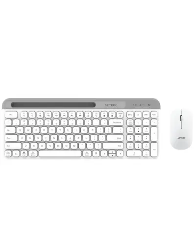 [7506215936262] KIT 2 EN 1 ACTECK WIFI CREATOR VIRTUOS SILK MK720 TEC Y MOU BLANCO BLUETOOTH MULTIDISPOSITIVO AC-936262 3M DE GARANTIA