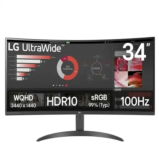 [8806096210659] MONITOR LG 34WR50QK 34" CURVO QHD ULTRA WIDE 5MS 100HZ HDMI DP GARANTIA CON FABRICANTE