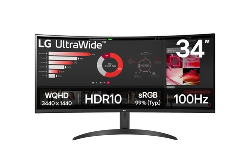 [8806096210659] MONITOR LG 34WR50QK 34" CURVO QHD ULTRA WIDE 5MS 100HZ HDMI DP GARANTIA CON FABRICANTE