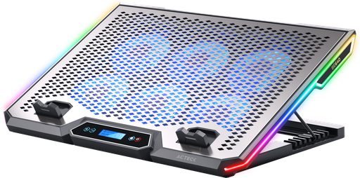 [7506215940788] BASE ENFRIADORA ACTECK FROOST ZERO BE640 ALUMINIO + ABS 6X VENTILADORES 2X PUERTOS USB RGB AC-940788 03M DE GARANTIA