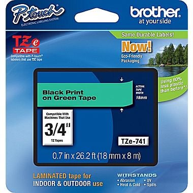 [012502625988] CINTA BROTHER LAMINADA TZE-741 NEGRO EN VERDE 18MM X 8M SIN GARANTIA
