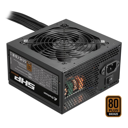 [4044951028948] FUENTE SHARKOON SHP BRONZE 500W 80 PLUS NO MODULAR NEGRO P-SHP500 11M DE GARANTIA