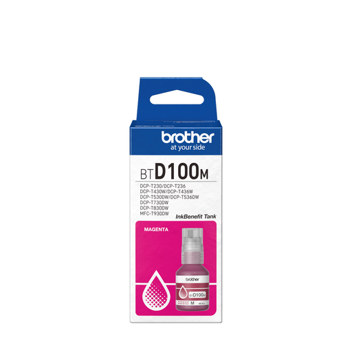 [012502676775] TINTA BROTHER BTD100M MAGENTA COM/T930DW/T830DW/T730DW/T530DW/T430W/T230 GARANTIA CON FABRICANTE