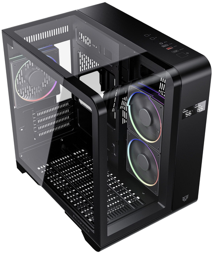 [7506215941617] GABINETE BALAM RUSH TANK EXPERT CURVE 6400 NEGRO M-ATX DIGITAL 3VENT ARGB CRISTAL S/FUENTE BR-941617 11M DE GARANTIA