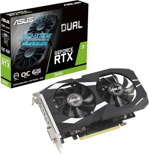 [197105470668] TVIDEO ASUS DUAL RTX3050 6GB GDRR6 HDMI DP DUAL-RTX3050-6G B90YV0K61-M0AA00 1 AÑO DE GARANTIA