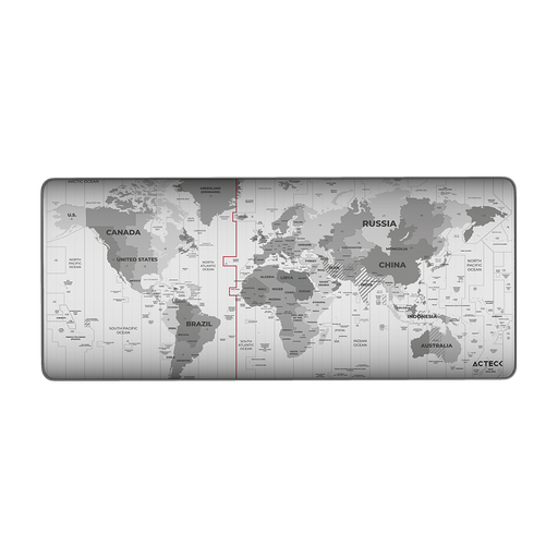 [7506215941044] MOUSEPAD ACTECK VIBE FLOW WORLD MT494W TELA + GOMA 80X35CM DISEÑO MUNDO ADVANCED GRIS AC-941044 SIN GARANTIA