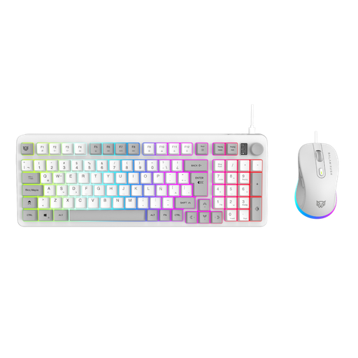[7506215940450] KIT 2 EN 1 USB BALAM RUSH SQUAD CONQUEST KG515 BLANCO TECLADO 85% + MOUSE 7200DPI RGB BR-940450 3M DE GARANTIA