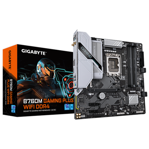 [889523043813] MOTHER INTEL B760M GIGABYTE GAMING PLUS WIFI DDR4 INTEL 1700 128GB M-ATX 12M DE GARANTIA