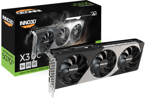[8886307700247] TVIDEO INNO3D RTX 5070 TI X3 OC 16GB GDDR7 HDMI DP N507T3-16D7X-176068N 11M DE GARANTIA