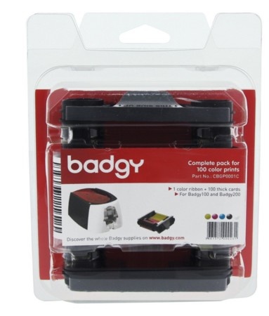 [3661572000231] KIT DE CONSUMIBLES BADGY CINTA PARA 100 IMPRESIONES A COLOR/ TARJETAS DE PVC BLANCAS 100 PZS PARA IMPRESORAS BADGY 100 Y 200 CBGP0001C SIN GARANTIA