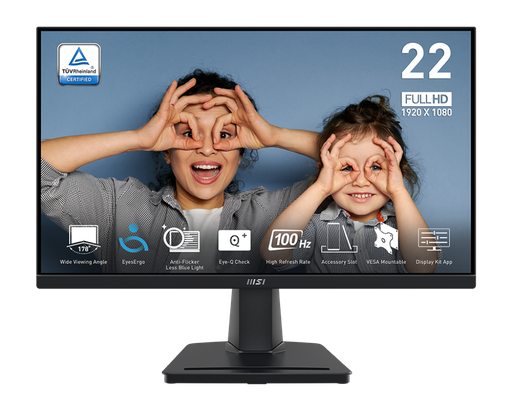 [824142383056] MONITOR 22 MSI PRO MP225V 1MS 100HZ FULL HD VA ANTIGLARE ADAPTIVE SYNC 12M DE GARANTIA