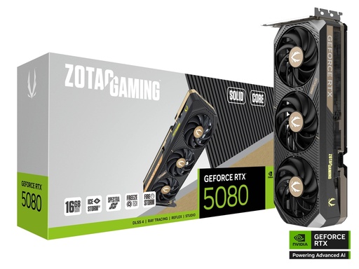 [810012085434] TARJETA DE VIDEO NVIDIA GEFORCE RTX5080 16GB GDDR7 ZOTAC SOLID ZT-B50800D2-10P 12M DE GARANTIA