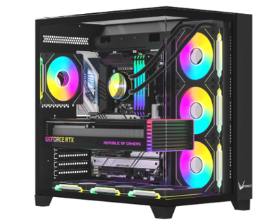 [4711401660958] GABINETE FORMULA V LINE CRYSTAL Z9 FLOE NEGRO S/FUENTE CRISTAL M-ATX USB-C 11M DE GARANTIA