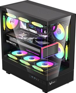 [4711401662853] GABINETE FORMULA V LINE CRYSTAL Z8 COSMIC NEGRO S/FUENTE CRISTAL M-ATX USB-C 11M DE GARANTIA