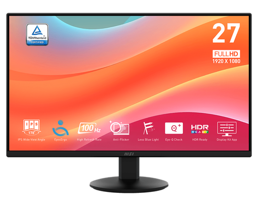 [824142382004] MONITOR 27 MSI PRO MP272L 1MS 100HZ FULL HD IPS BOCINAS ANTI-GLARE ADAPTIVE SYNC 1 AÑO DE GARANTIA