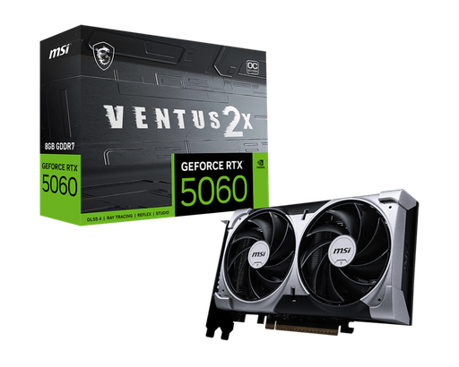 [824142423837] TVIDEO MSI RTX 5060 VENTUS 2X OC 8GB GDDR7 HDMI DP RTX 5060 8G VENTUS 2X OC 12M DE GARANTIA