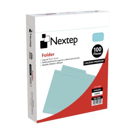 [7501811276293] FOLDER NEXTEP NE-010A AZUL CARTA C/100PZS SIN GARANTIA