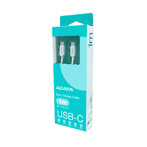 [842243033793] CABLE ADATA USB-C/USB-C BLANCO 1METRO CACC-100PN-WH SIN GARANTIA