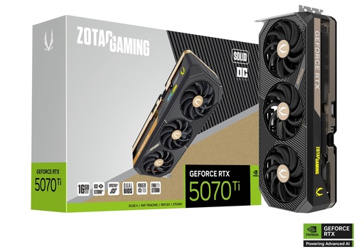 [810012085427] TARJETA DE VIDEO NVIDIA GEFORCE RTX5070TI 16GB OC GDDR7 ZOTAC SOLID ZT-B50710J-10P 12M DE GARANTIA