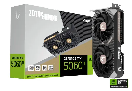 [810012085656] TARJETA DE VIDEO NVIDIA RTX5060TI 16GB GDDR7 ZOTAC AMP ZT-B50620F-10M 1AÑO DE GARANTIA 